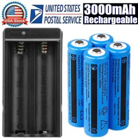 Li-ion Battery&Charger 3000mAh 3.7V Rechargeable Batteries US Plug For Torch Flashlight Free Shipping Via DHL-Ground, Cannot Be Shipped Via USPS (Option: 4pcs charger)