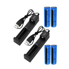 Li-ion Battery&Charger 3000mAh 3.7V Rechargeable Lithium Batteries USB Charger For Torch Flashlight Must Offer A Hazardous Materials Shipping Lab (Option: 2PACK)